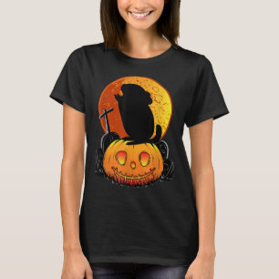 Chinchilla op pomkin Howling op maan Fun Hool T-shirt