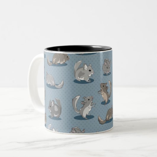 Chinchilla Pattern Tweekleurige Koffiemok (Voorkant links)