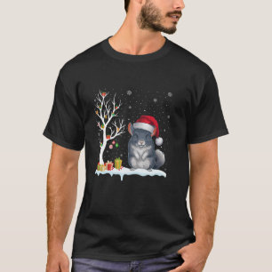 Chinchilla Santa Hat Feestelijke boom Licht Kerstm T-shirt