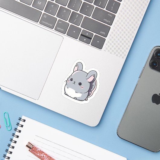 Chinchilla sticker Funny Chinchilla Cute Sticker (Laptop met iPhone)