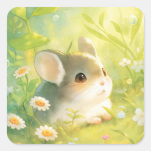 Chinchilla Tuin Wonderland Vierkante Sticker