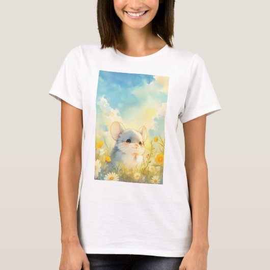Chinchilla vreugdevolle glimp van wilde bloemen t-shirt (Voorkant)