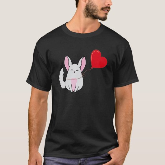 Chinchilla With Heart Balloon Valentines Day Love  T-shirt (Voorkant)
