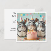 chinchilla's eten taart verjaardag uitnodiging (Voorkant / Achterkant)