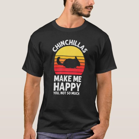 Chinchillas Make Me Happy Sunset Retro Chinchilla T-shirt (Voorkant)