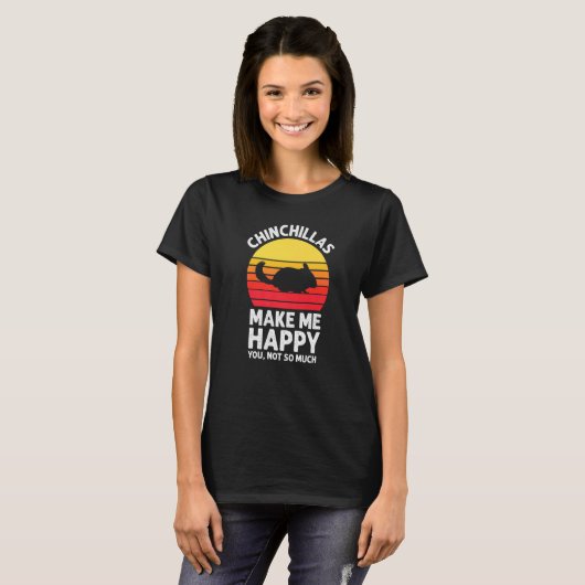 Chinchillas Make Me Happy Sunset Retro Chinchilla  T-shirt (Voorkant volledig)