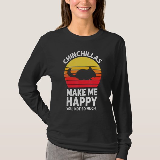 Chinchillas Make Me Happy Sunset Retro Chinchilla T-shirt (Voorkant)