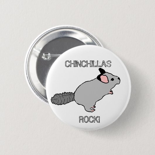 CHINCHILLAS ROCK! RONDE BUTTON 5,7 CM (Voorkant /achterkant)