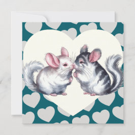 Chinchilla's Zoenende Valentijnsdag Valentijnskaar Feestdagenkaart