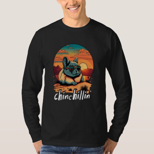 Chinchillin' Retro Groovy Chinchilla  1 T-shirt (Voorkant)