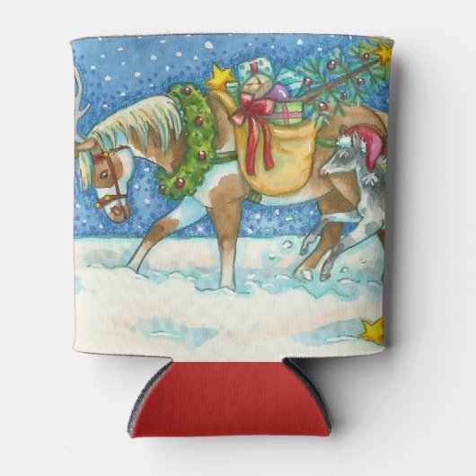 CHINCOTEAGE PONIES, WITTE CHRISTMAS-KOELBOX BLIKJESKOELER (Voorkant)