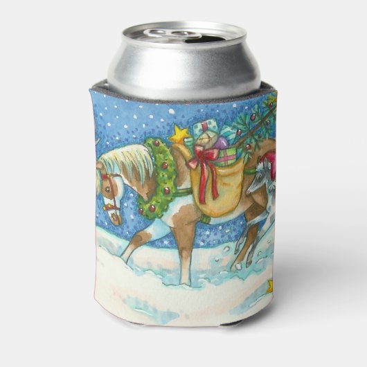 CHINCOTEAGE PONIES, WITTE CHRISTMAS-KOELBOX BLIKJESKOELER (Blikje Achterkant)