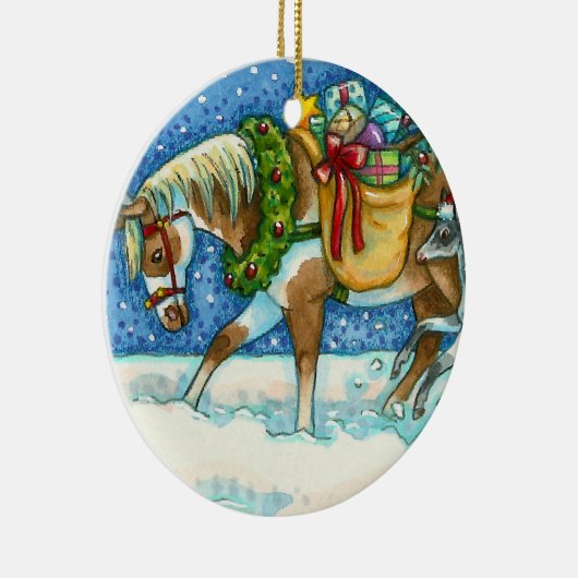 CHINCOTEAGUE CHRISTMAS PONIES, SLEIGH BELLS EN TOY KERAMISCH ORNAMENT (Rechts)