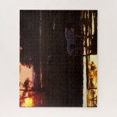 Chincoteague die op zonsondergang in water loopt legpuzzel (Verticaal)