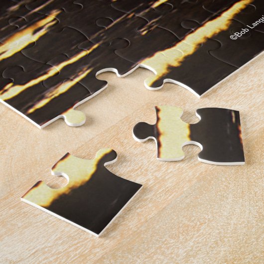 Chincoteague die op zonsondergang in water loopt legpuzzel (Zijkant)