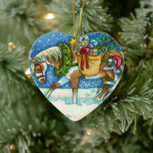 CHINCOTEAGUE ISLAND PONIES, CHRISTMAS HORSE COLT KERAMISCH ORNAMENT