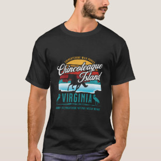 Chincoteague Island, Virginia Wild Ponies Retro Su T-shirt
