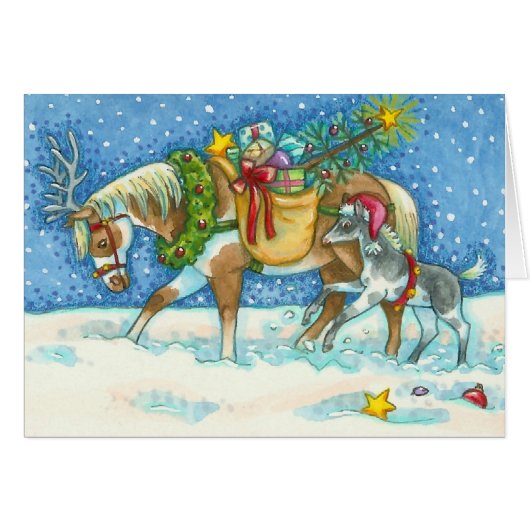 CHINCOTEAGUE PAARDEN KERSTKAART Blank (Voorkant Horizontaal)