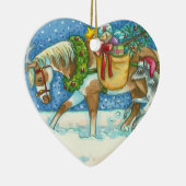 CHINCOTEAGUE PONIES CHRISTMAS HORSES SIGNED 2019 KERAMISCH ORNAMENT (Rechts)