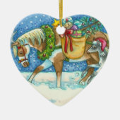 CHINCOTEAGUE PONIES CHRISTMAS HORSES SIGNED 2019 KERAMISCH ORNAMENT (Voorkant)