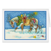 CHINCOTEAGUE PONIES CHRISTMAS WENSKAART Blank (Voorkant Horizontaal)