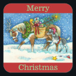 CHINCOTEAGUE PONIES & HOLIDAY WISHES, CHRISTMAS VIERKANTE STICKER<br><div class="desc">HOOFDTHUIS VOOR DE FEESTDAGEN. CHINCOTEAGUE PONIES "MERRY CHRISTMAS" STICKERS *Aanpassen ... ..Zoek overeenkomende items met Susan Brack-Design</div>