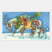 CHINCOTEAGUE PONIES & HOLIDAY WISHT HORSE RECHTHOEKIGE STICKER (Voorkant)