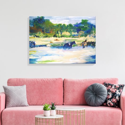 Chincoteague Ponies Painting #1 Canvas Afdruk (Insitu (Woonkamer))