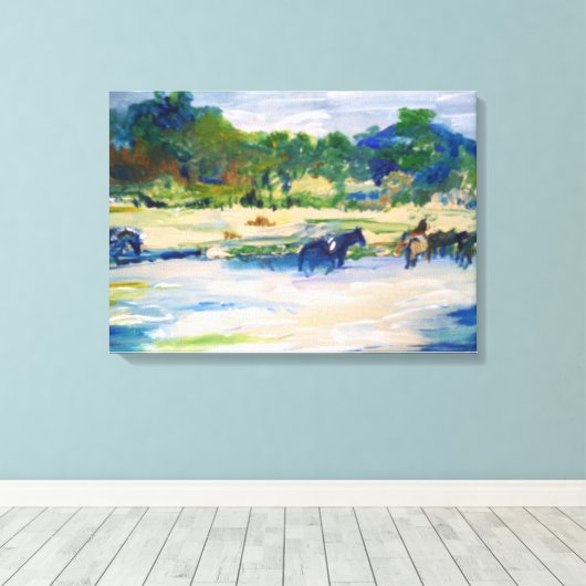Chincoteague Ponies Painting #1 Canvas Afdruk (Insitu (Houten vloer))
