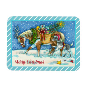 CHINCOTEAGUE PONY, HOLIDAY CHRISTMAS HORSE MAGNEET