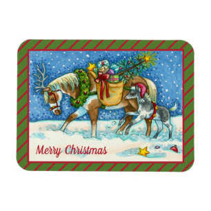 CHINCOTEAGUE PONY, HOLIDAY CHRISTMAS HORSE MAGNEET
