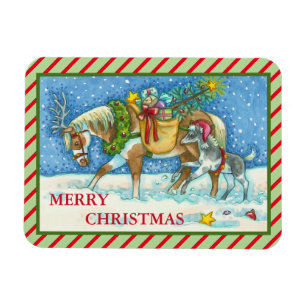 CHINCOTEAGUE PONY, HOLIDAY CHRISTMAS HORSE MAGNET MAGNEET