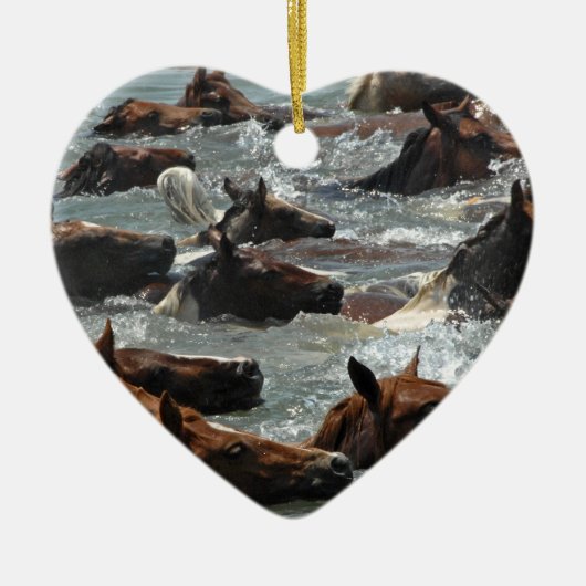 Chincoteague Pony Swim Keramisch Ornament (Voorkant)