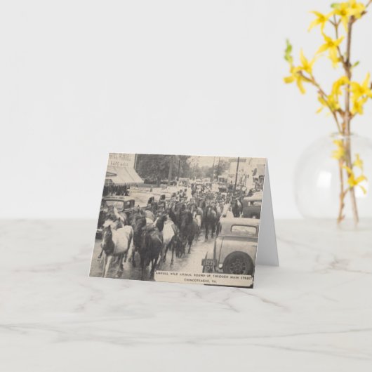 Chincoteague Pony Vintage 1941 Briefkaart (Gele Bloem)