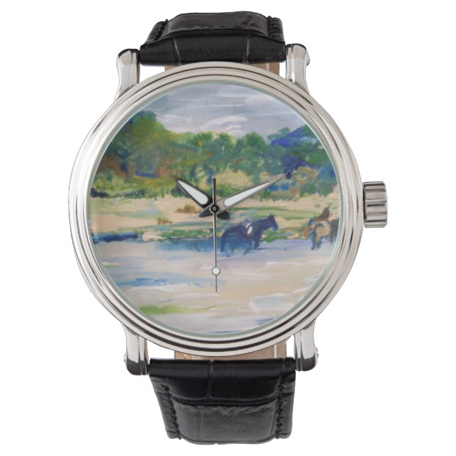 Chincoteague pony's schilderij horloge (Voorkant)