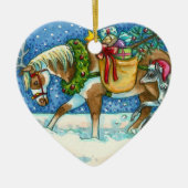 CHINCOTEAGUE PONY'S, VROLIJKE KERST COLT & GESCHEN KERAMISCH ORNAMENT (Voorkant)