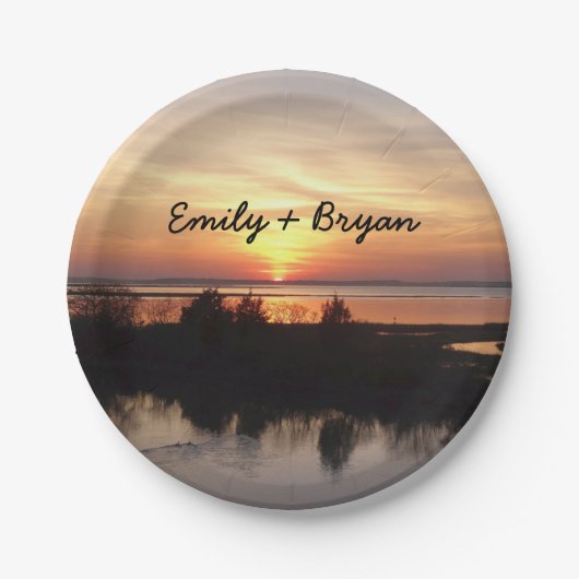 Chincoteague Sunset II Virginia Landschap Papieren Bordje (Voorkant)