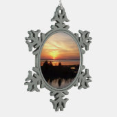 Chincoteague Sunset II Virginia Landschap Tin Sneeuwvlok Ornament (Links)