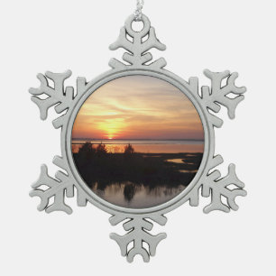 Chincoteague Sunset II Virginia Landschap Tin Sneeuwvlok Ornament
