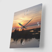 Chincoteague Sunset II Virginia Landschap Vierkante Klok (Hoek)