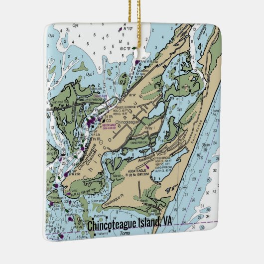 Chincoteague - VA Grafiek Keramisch Ornament (Rechts)