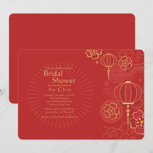 Chine Background Bridal Shower Invitation Kaart (Voorkant / Achterkant)