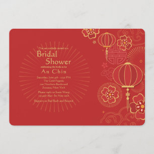 Chine Background Bridal Shower Invitation Kaart