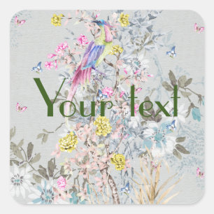 Chine soirée, toile, natuur scène, antiek, patroon vierkante sticker