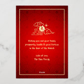 Chinees 2023 Nieuwjaar Papercut Rabbit Real Gold Folie Feestdagenkaart (Achterkant)