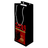 Chinees aangepast jaar dierentuindiwijn wijn cadeautas (Achterkant Gekanteld)