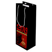 Chinees aangepast jaar dierentuindiwijn wijn cadeautas (Voorkant Gekanteld)