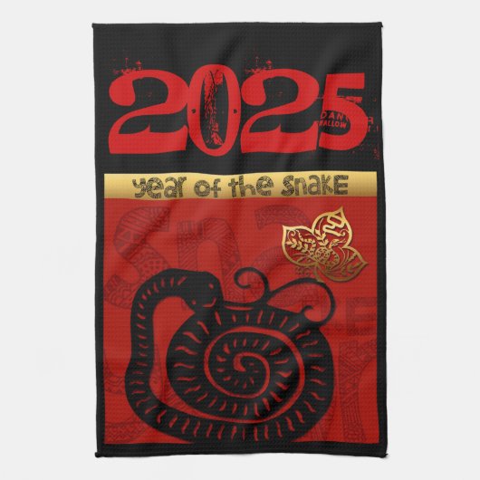 Chinees aangepaste Nieuwjaar Slang Zodiac Verjaard Theedoek (Verticaal)