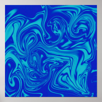 Chinees Abstract Poster voor blauw vloeibaar kunst