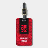 Chinees achternaam Bagagelabel (rood) (Voorkant verticaal)